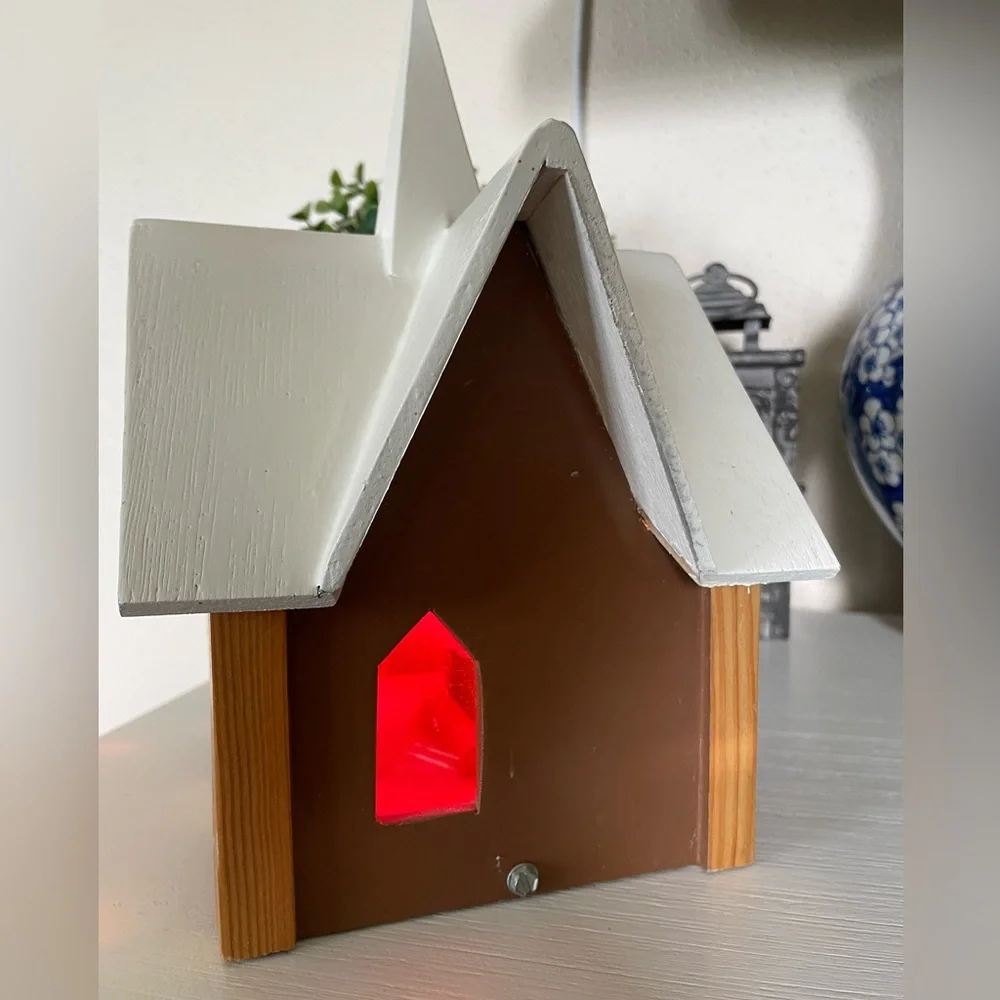 Vintage Handmade Wood Lighted Church Chapel Religious decor church Sunday school